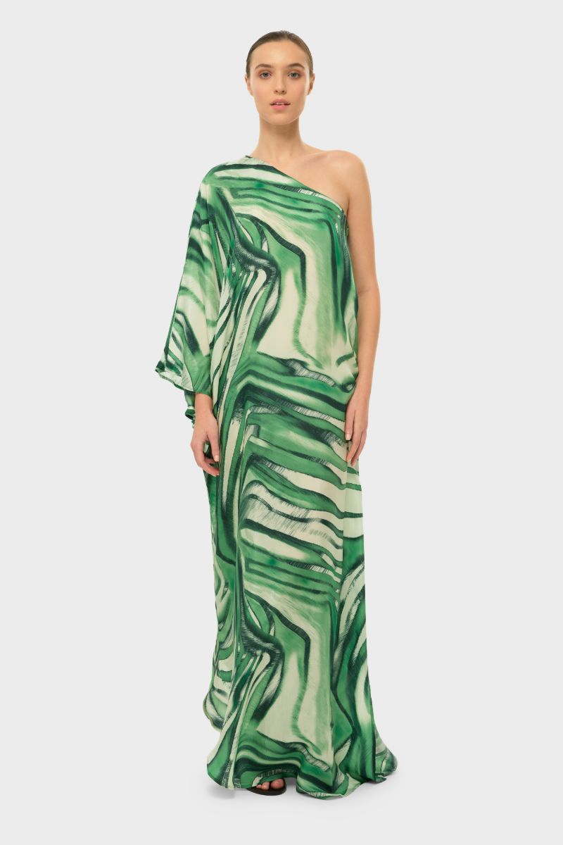 AQUAFLORA ONE SHOULDER MAXI DRESS IN ROCCO - CULT MIA