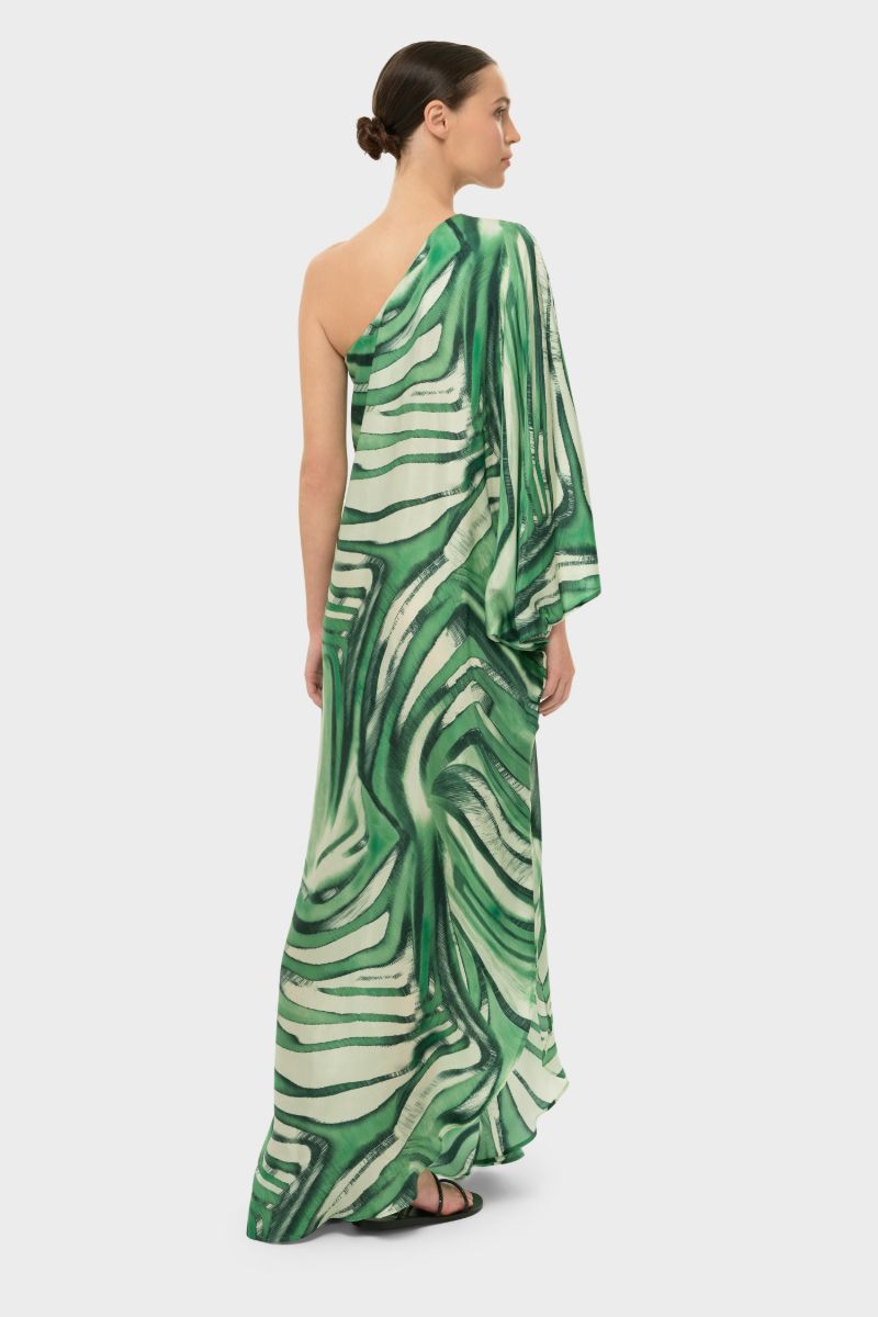 AQUAFLORA ONE SHOULDER MAXI DRESS IN ROCCO - CULT MIA
