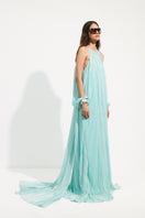 Urban Muse Ondine gown in aqua mint, flowing maxi dress with a relaxed fit and elegant drape, perfect for summer or casual occasions.