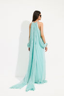 Urban Muse Ondine maxi dress in aqua mint, flowing chiffon fabric with a sleeveless design and elegant neckline.