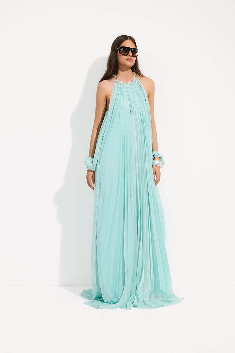 aqua mint bridesmaid dresses Mint Pleated Chiffon V-neck Floor Length Modest Bridesmaid Prom Dress