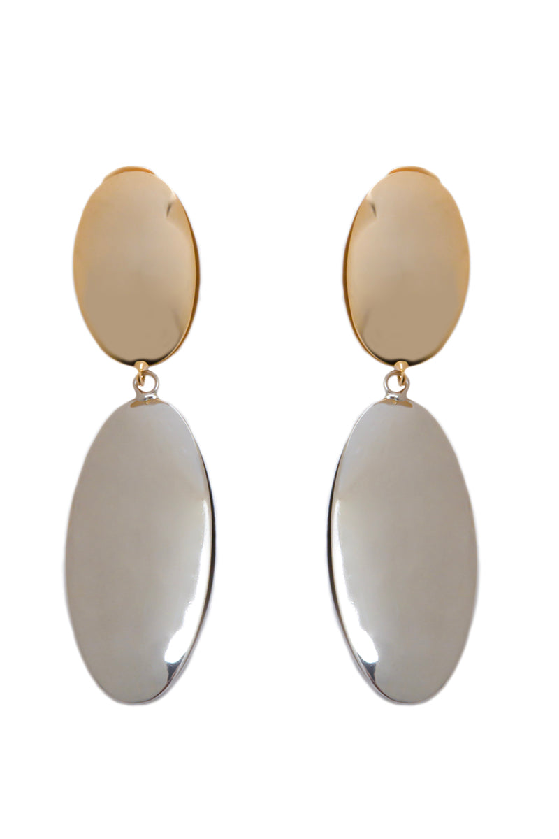 Silver and gold earrings from Silvia Gnecchi's TARA IN collection featuring elegant, handcrafted jewelry with intricate detailing.