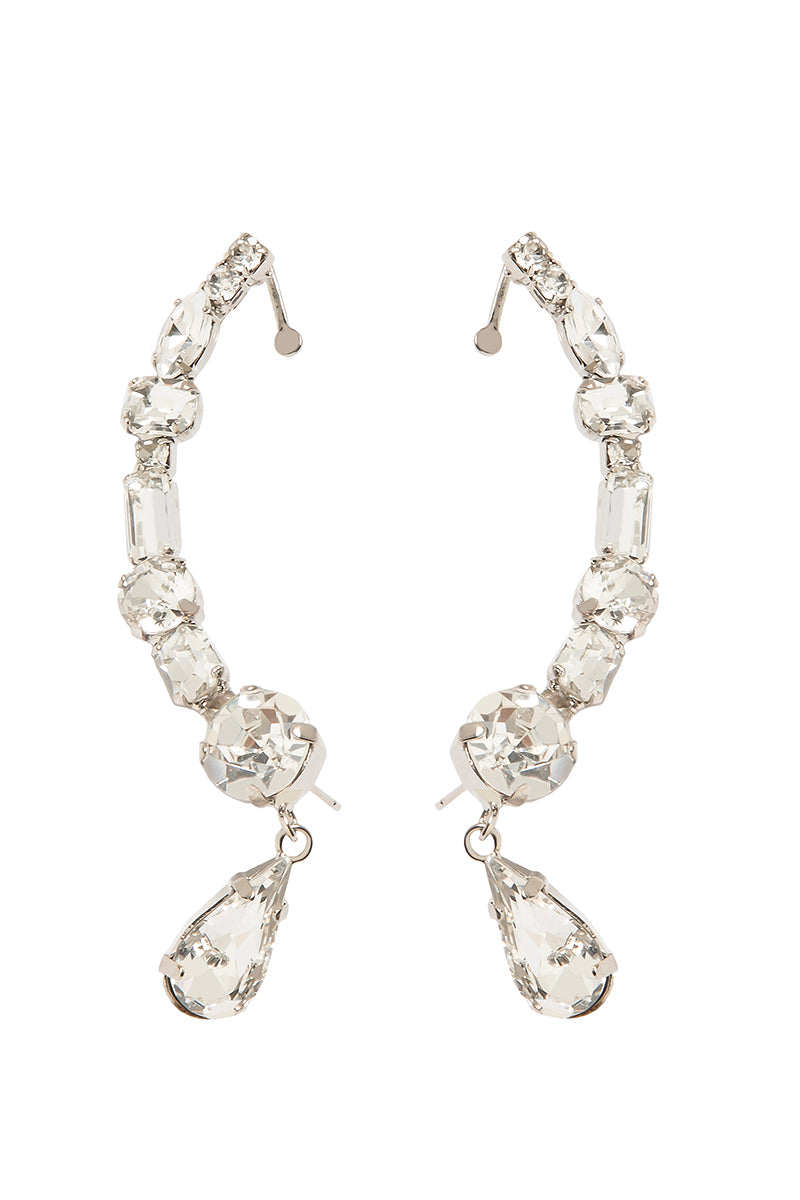 Silver Cassidy earrings by Silvia Gnecchi featuring elegant, minimalist design with sleek silver hoops and subtle details.