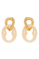Gold and rice-colored ULU earrings by Silvia Gnecchi featuring intricate design and elegant craftsmanship.