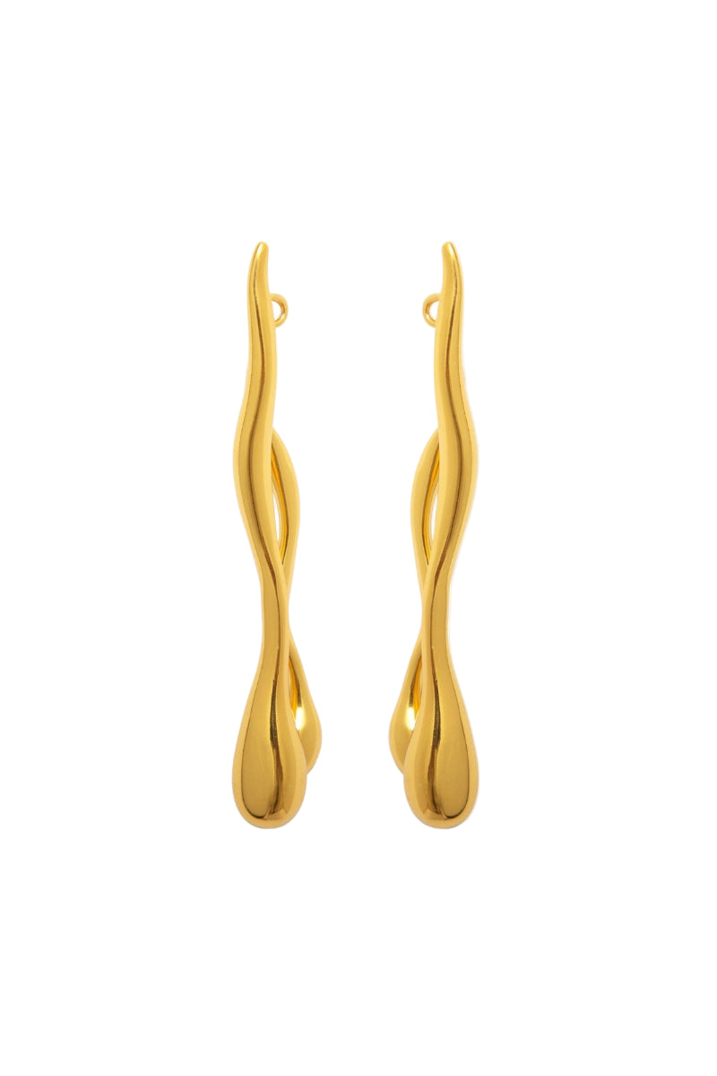 Gold Eugenia Ospina Origén earrings featuring sleek, modern design with intricate detailing for elegant wear.