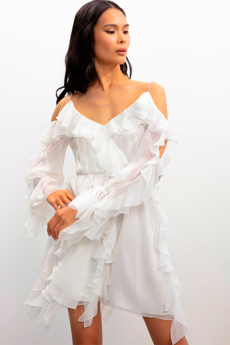 MORNING FOREST MINI DRESS IN WHITE - CULT MIA