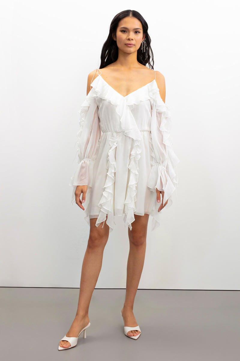MORNING FOREST MINI DRESS IN WHITE - CULT MIA