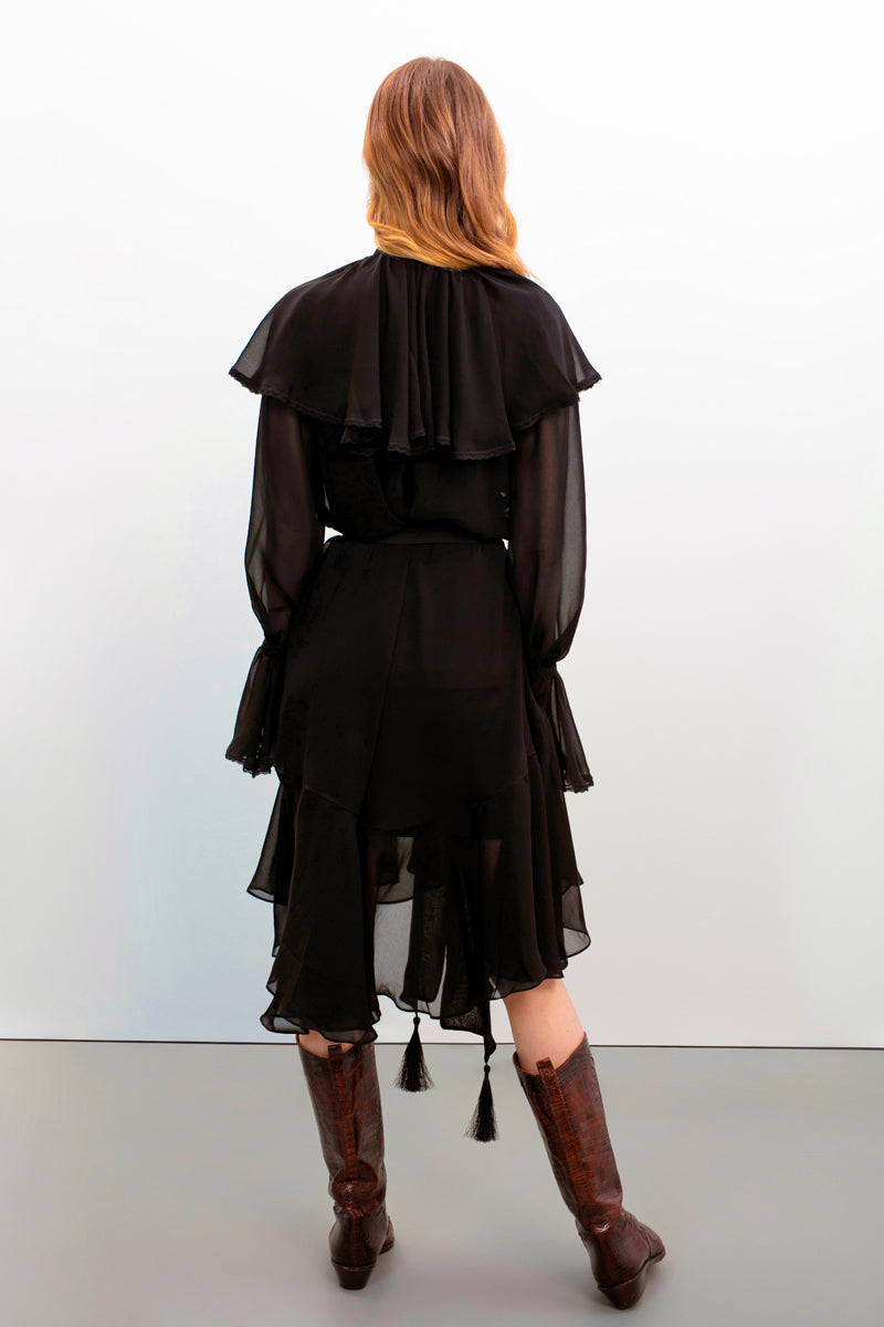 OCEAN OF THE TENDERNESS MIDI DRESS IN BLACK - CULT MIA