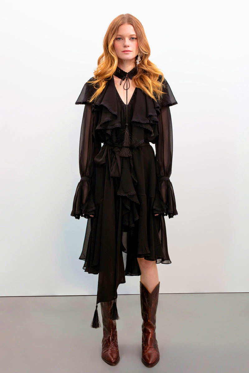 OCEAN OF THE TENDERNESS MIDI DRESS IN BLACK - CULT MIA