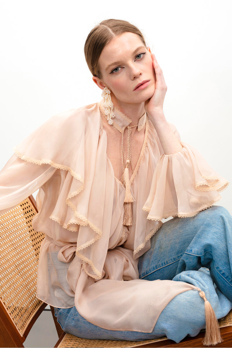 OCEAN OF THE TENDERNESS BLOUSE IN BEIGE - CULT MIA
