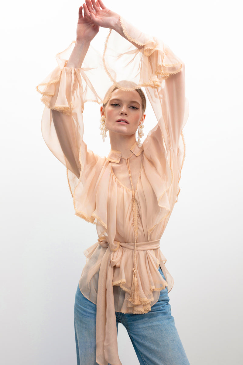 OCEAN OF THE TENDERNESS BLOUSE IN BEIGE - CULT MIA