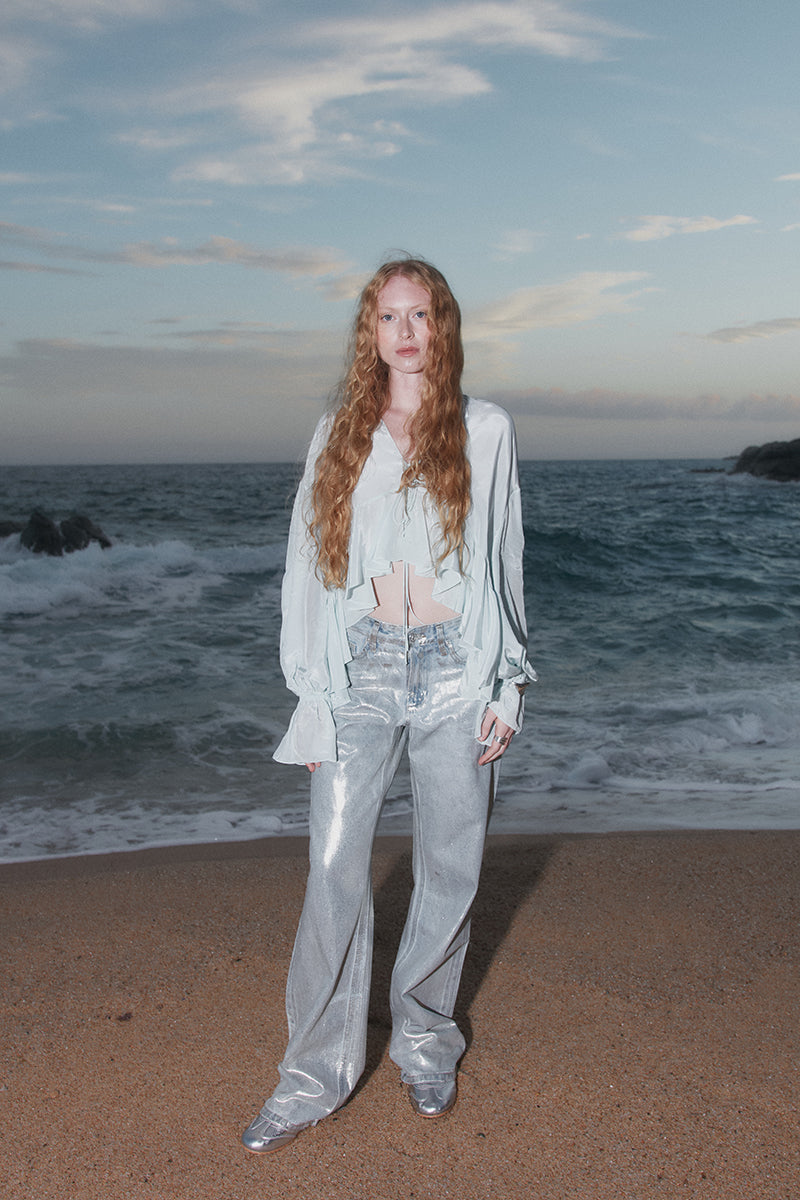 SPLASH BLOUSE IN SKY BLUE - CULT MIA