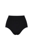 Black and white Oasis bikini bottom by Verdelimon shown from the back, featuring a sleek, stylish swimwear design.