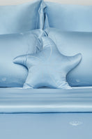Blue Ocean Starfish Throw Pillow by MANITO, featuring a marine-inspired starfish design for home decor accents.