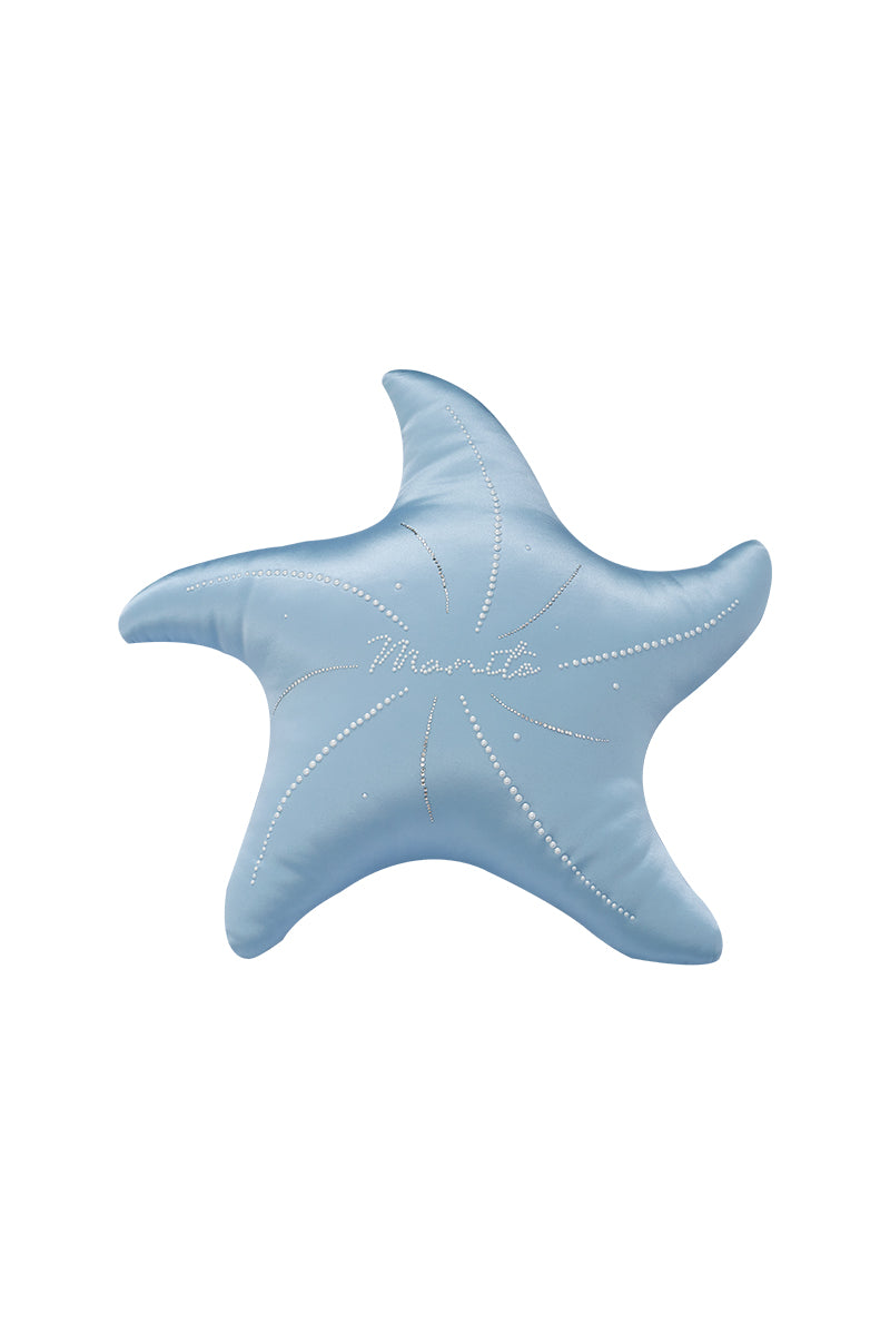 Blue Ocean Starfish throw pillow by MANITO, featuring a starfish design, perfect for coastal home decor.
