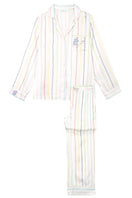 Manito Ocean Stripe women's lounge set pajamas with blue and white striped fabric, comfortable fit, perfect for relaxing at home.