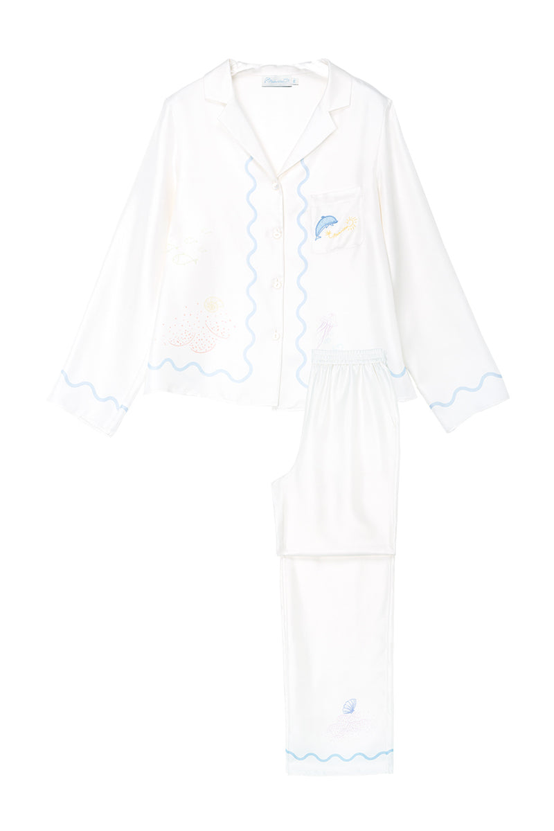 OCEAN WAVE SILK  PAJAMA SET - CULT MIA