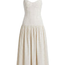 Ivory dot midi dress from Summer Away's Odessa collection, featuring a stylish and feminine design.