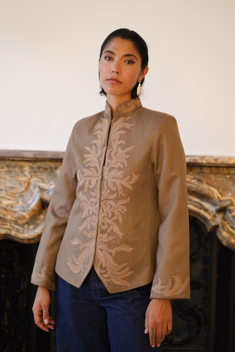 Nadya Shah Odessa Jacket front view, stylish women's jacket with tailored fit and classic design, suitable for casual wear.
