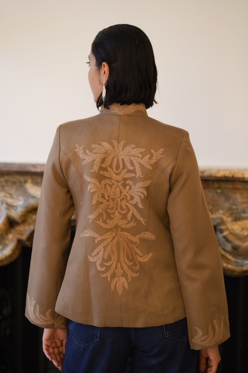 Nadya Shah Odessa jacket back view, stylish women's jacket with a sleek design and tailored fit in a versatile color.