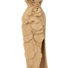 Beige off-shoulder tweed petal gown by Happy Clothing, featuring a flowy maxi design with floral petal details.