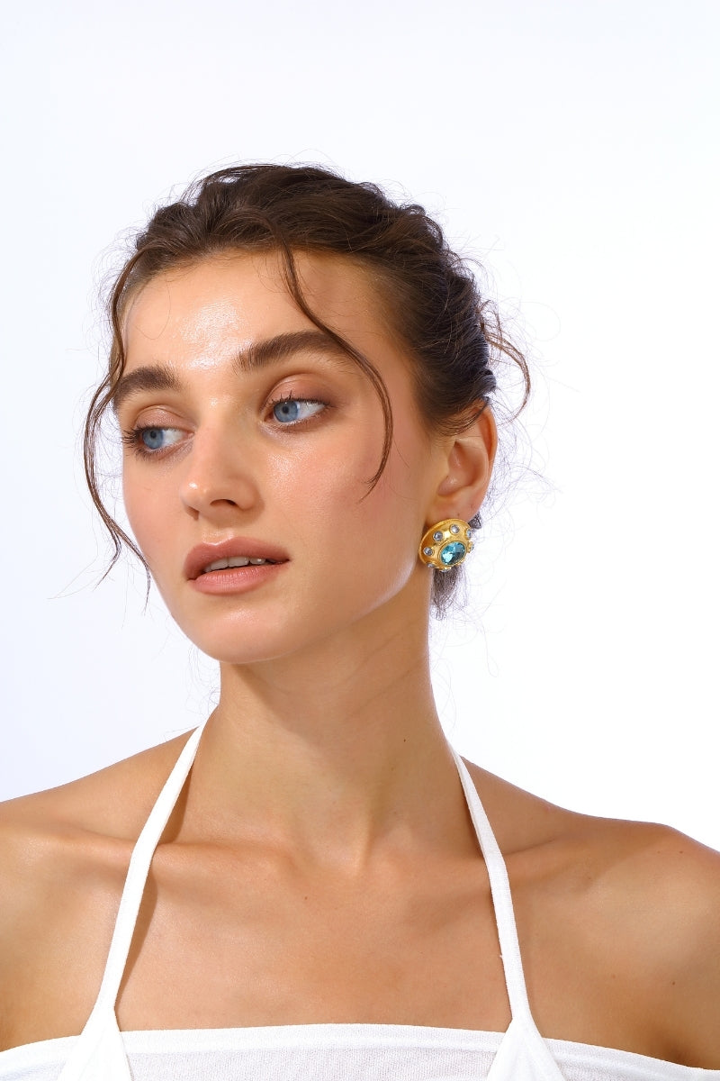 OLYMPIA EARRINGS IN AQUAMARINE BLUE - CULT MIA