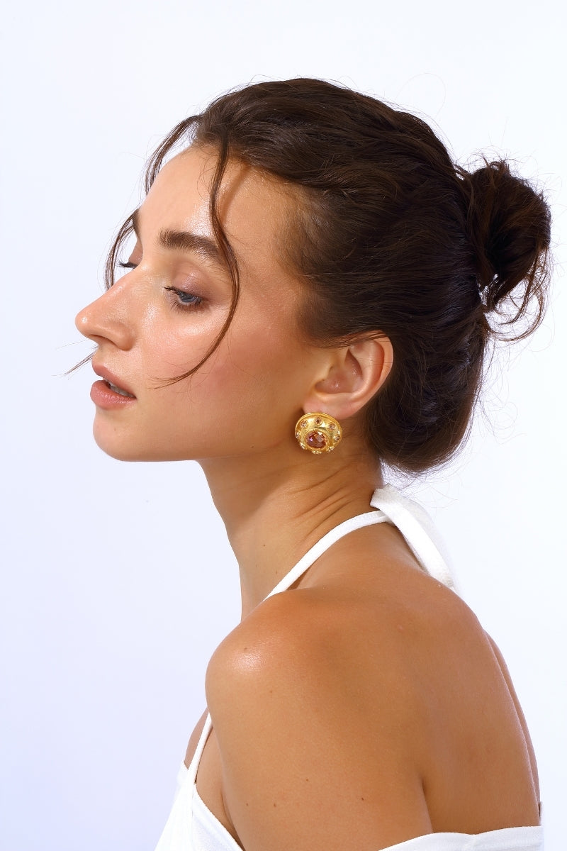 OLYMPIA EARRINGS IN CORAL GOLD - CULT MIA
