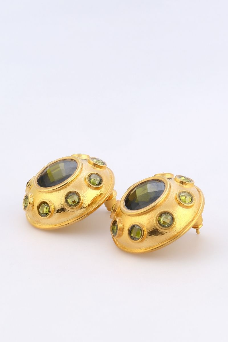 OLYMPIA EARRINGS IN OLIVE GREEN - CULT MIA