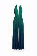 Deep green ombre Ondina jumpsuit by Maylé Vásquez, featuring stylish wide-leg design and elegant silhouette.