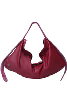 Red oversized leather shoulder bag from the Double A Ophelia II collection, stylishly displayed with handles and spacious interior.