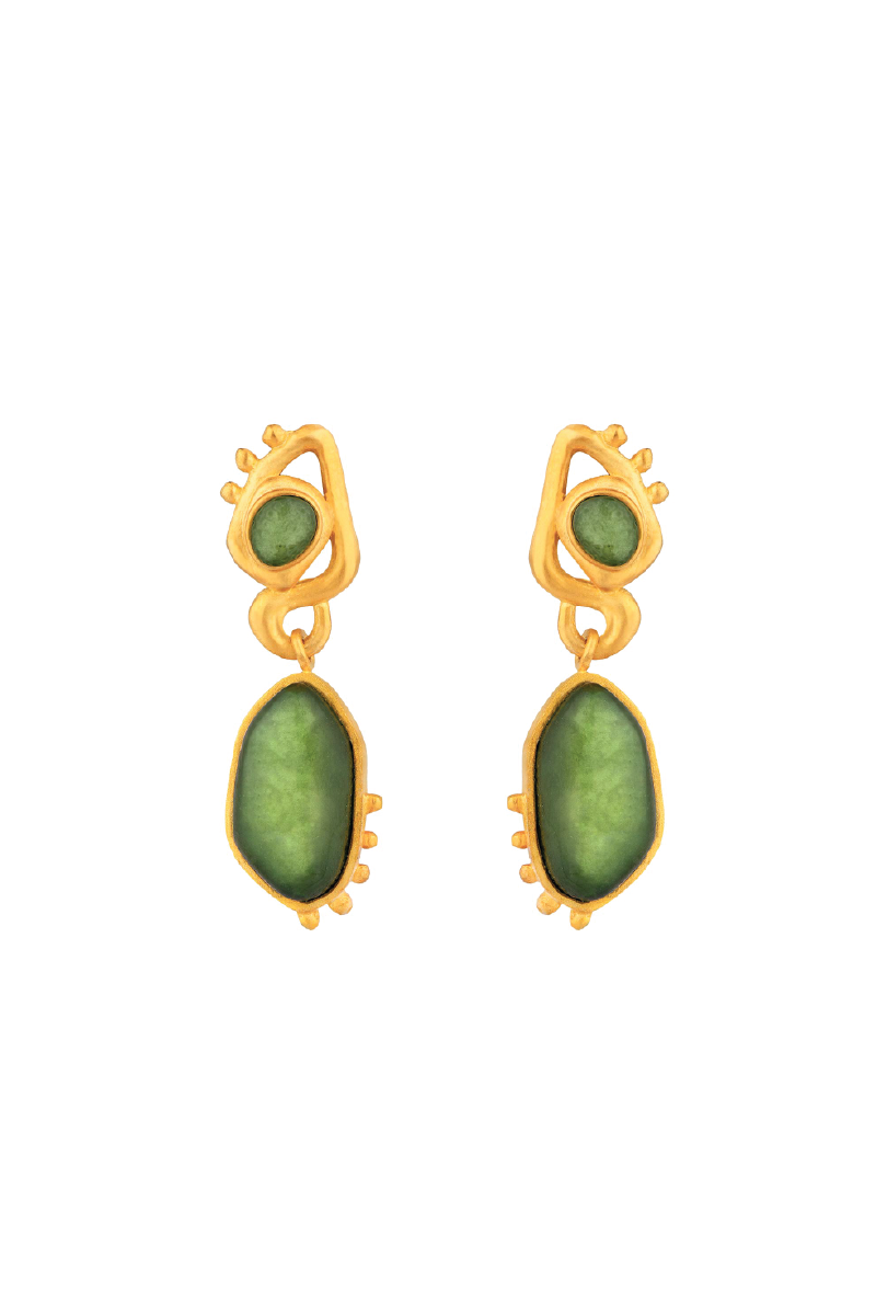 OPHELIA GOLD AND GREEN EARRINGS - CULT MIA