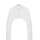 Light blue LECIA organza crop shirt with long sleeves and a button-up front, displayed on a hanger against a neutral background.