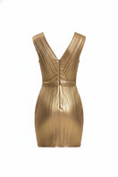 Gold shimmer ORO mini dress by Maylé Vásquez featuring an ombre design, perfect for stylish evening wear.