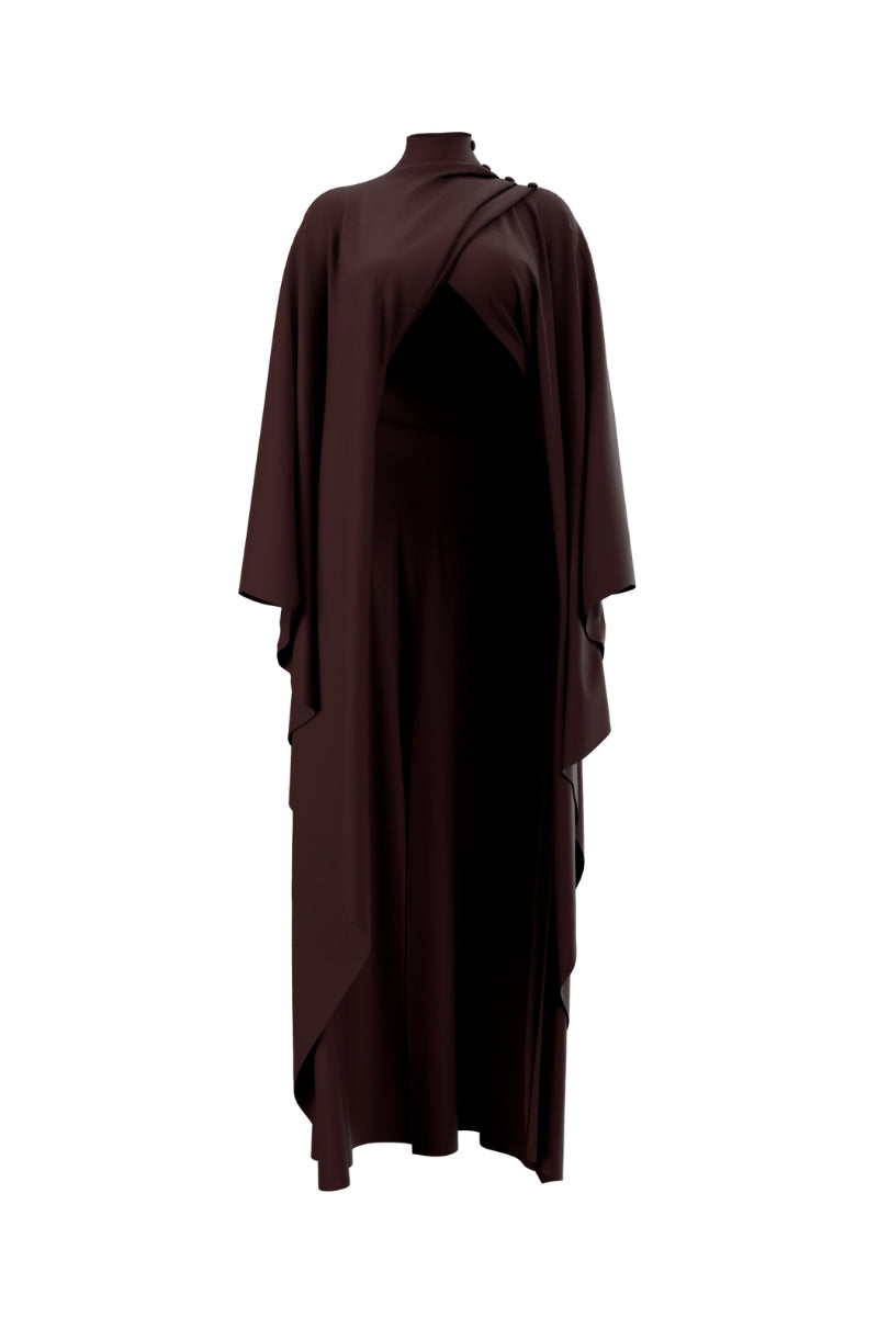 CAPE EN MAILLE OVU COULEUR CAFÉ