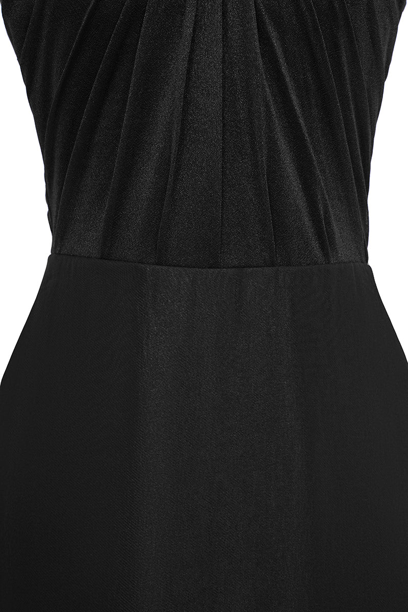 Black spandex sheer chiffon midi dress by EEGEN STUDIO, featuring a flowing maxi dress design with elegant, lightweight fabric.