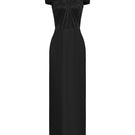 Black EEGEN STUDIO spandex sheer chiffon midi gown featuring a flowing, elegant design perfect for formal occasions.