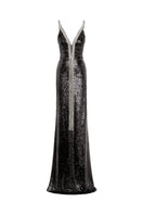 Elegant AZMIRA gown by EEGEN STUDIO featuring intricate embroidery and flowing fabric, displayed on a mannequin.