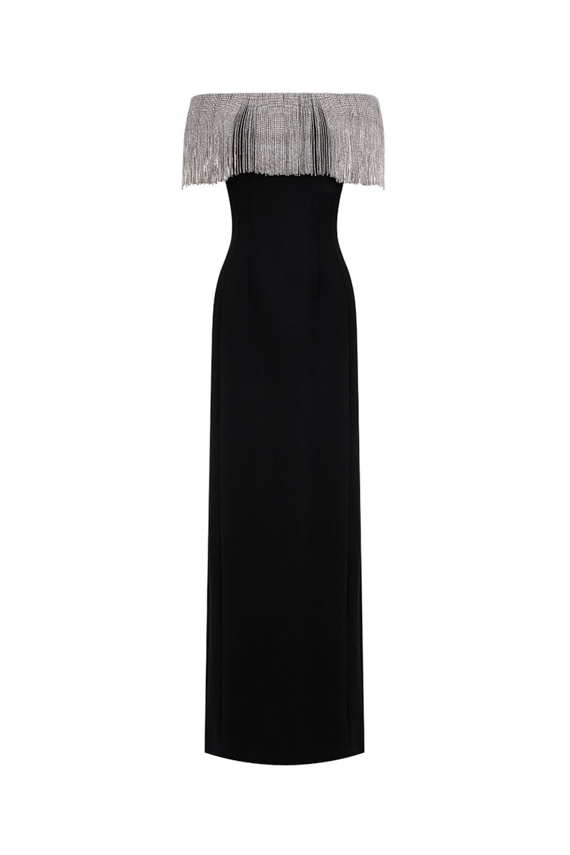 Elegant EEGEN STUDIO Kaya gown with detailed embroidery, flowing fabric, and sophisticated design perfect for formal occasions.