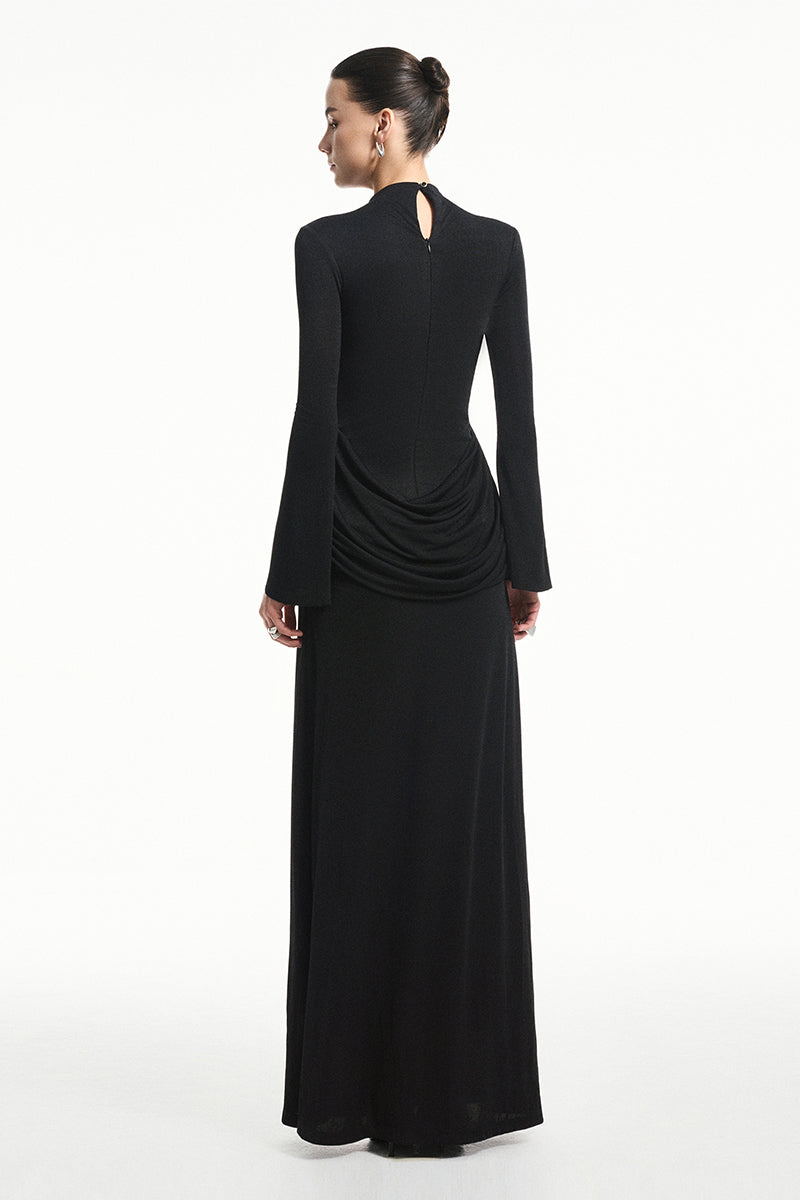 TWINKLE JERSEY SPANDEX MAXI DRESS IN BLACK | CULT MIA