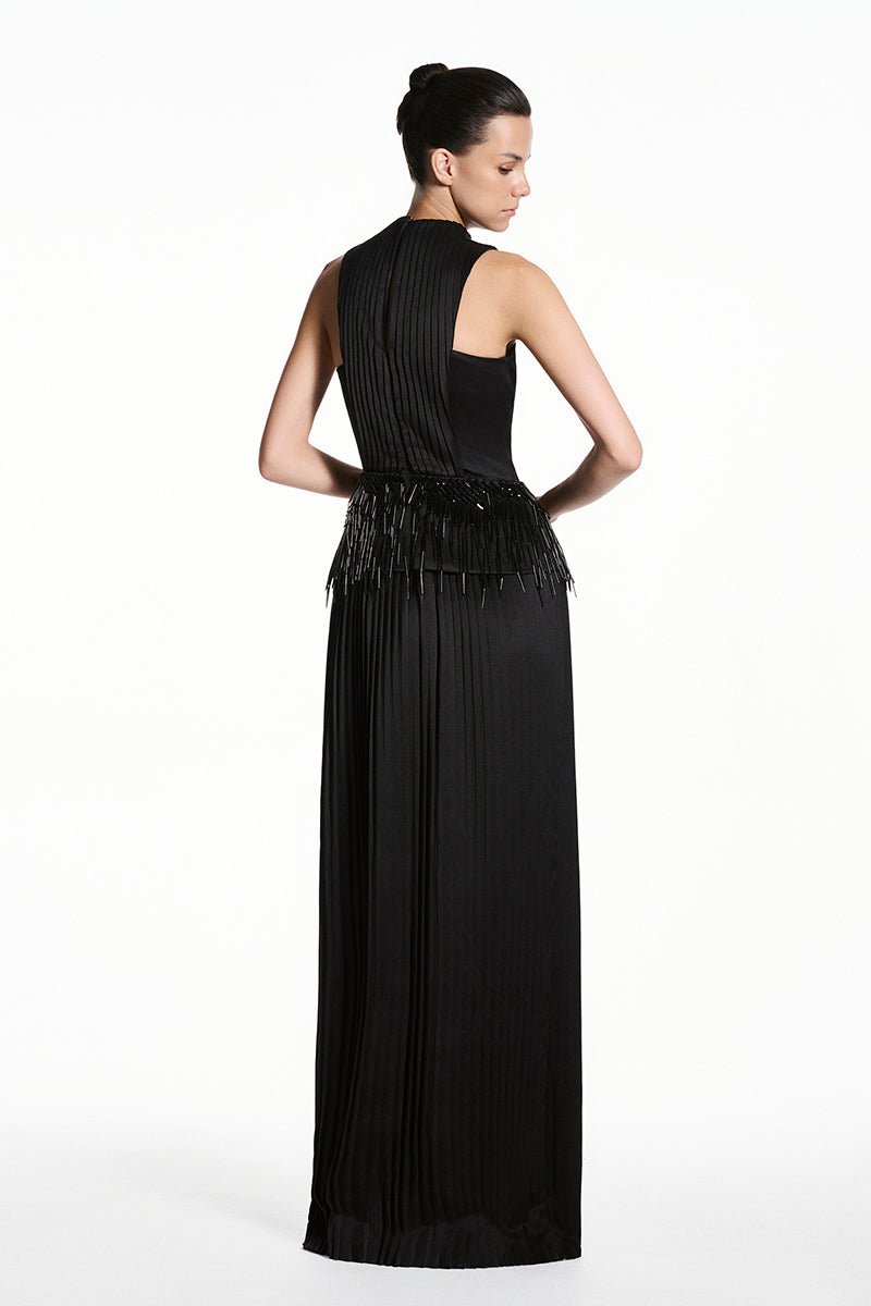 Black TAFFETA silk maxi dress by EEGEN STUDIO, featuring elegant fabric and flowing silhouette in the product image.