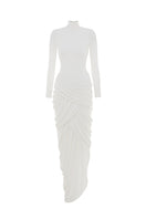 White POEM Thalora midi dress featuring a flowy fabric and elegant design, perfect for stylish occasions.