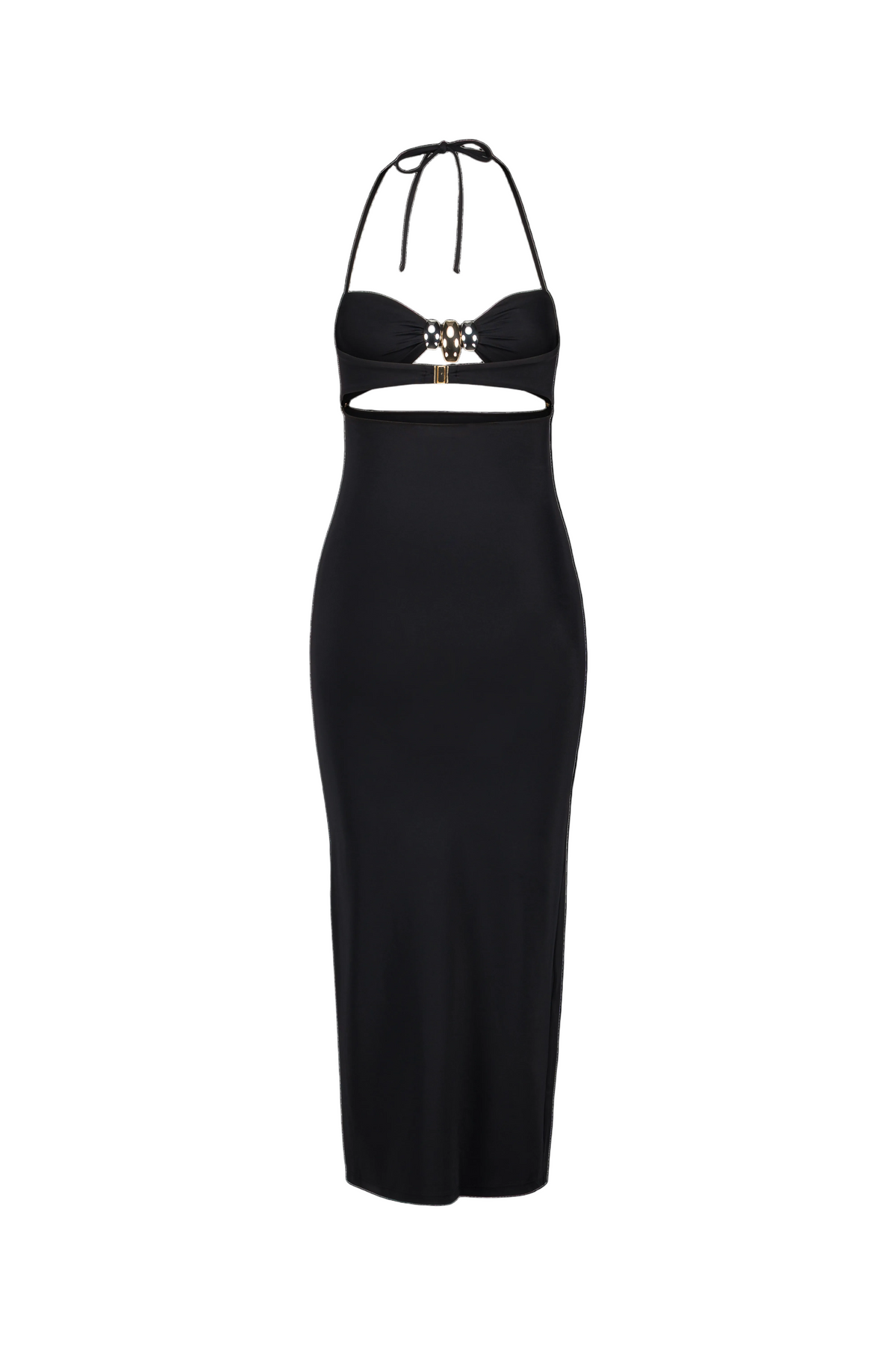 Black ETE Maxi Skirt by Maliluha, flowing long skirt with a sleek design and soft fabric, styled for elegant casual wear.