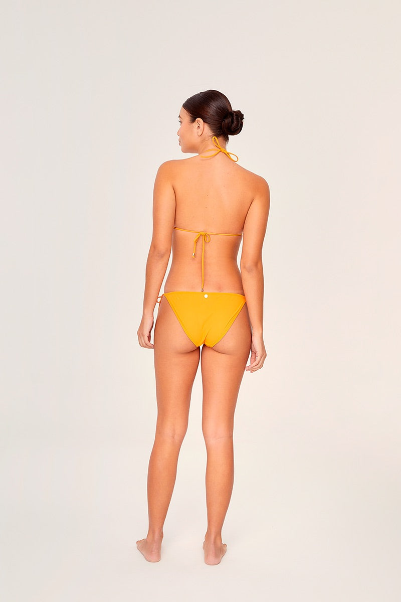 Aguaclara papaya triangle bikini top with vibrant orange color and adjustable straps for a stylish swimwear look.