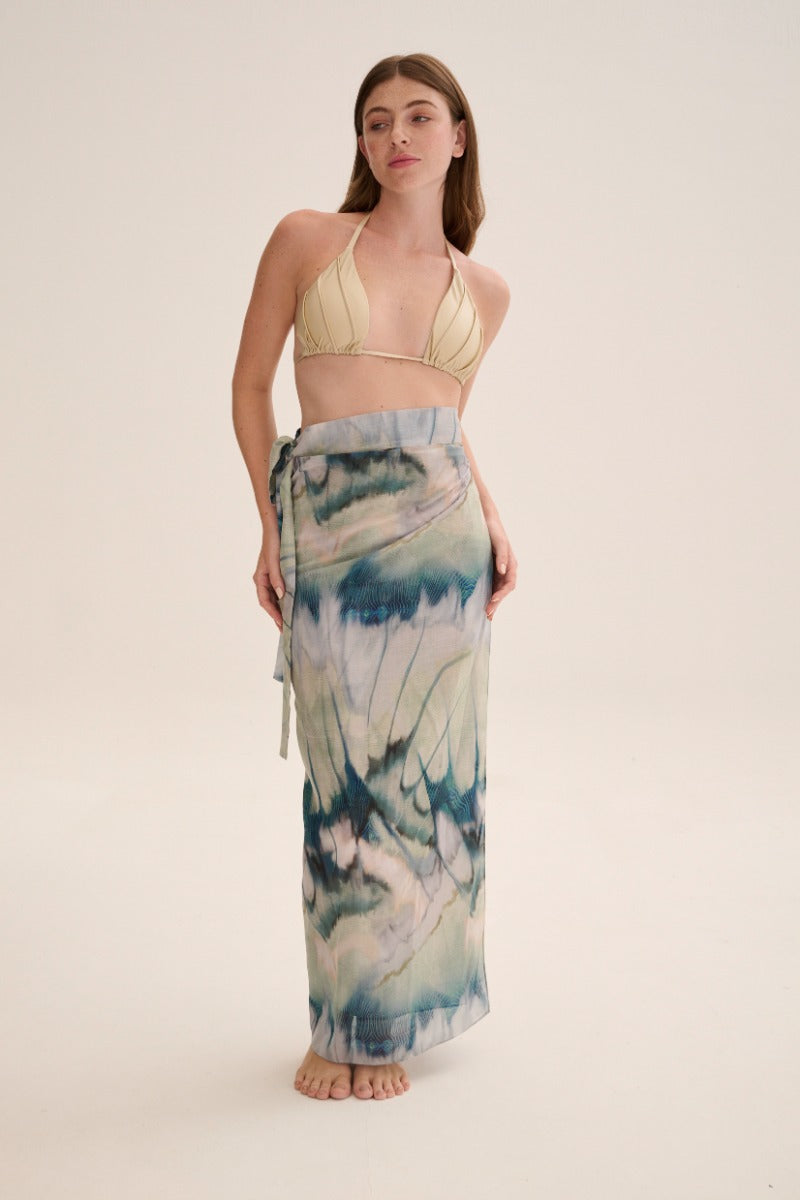 PAREO SKIRT IN PRINT SAGE - CULT MIA