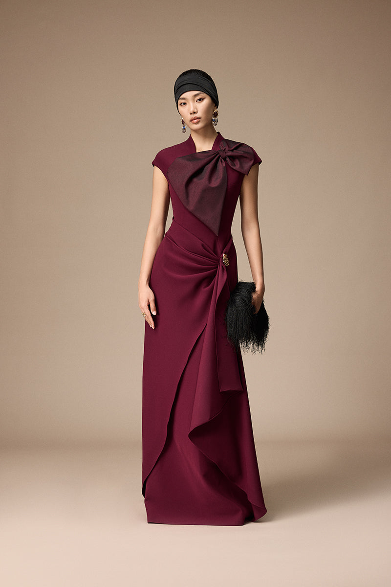 PAVILLON DRESS IN BURGUNDY