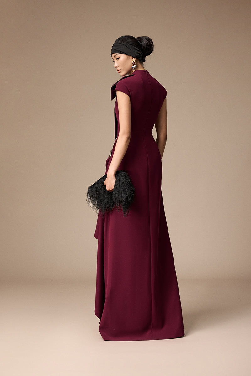 PAVILLON DRESS IN BURGUNDY