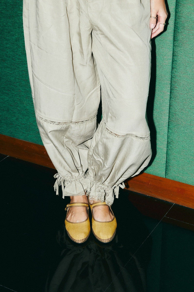 Flabelus Alessia flats in beige with pointed toe and slip-on design, showcasing the stylish and comfortable footwear.