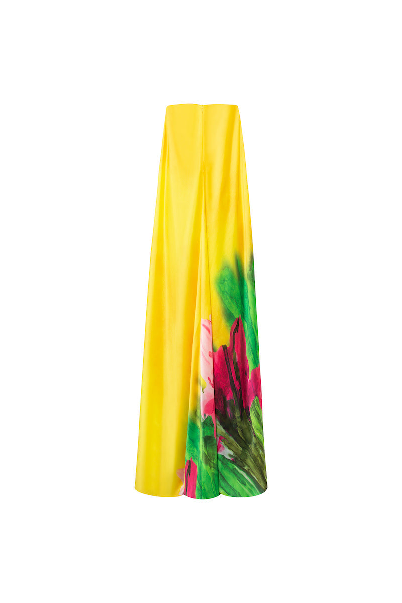 Sisters Peony Dress in bold blossom print, a flowing maxi dress with vibrant floral designs and feminine style.