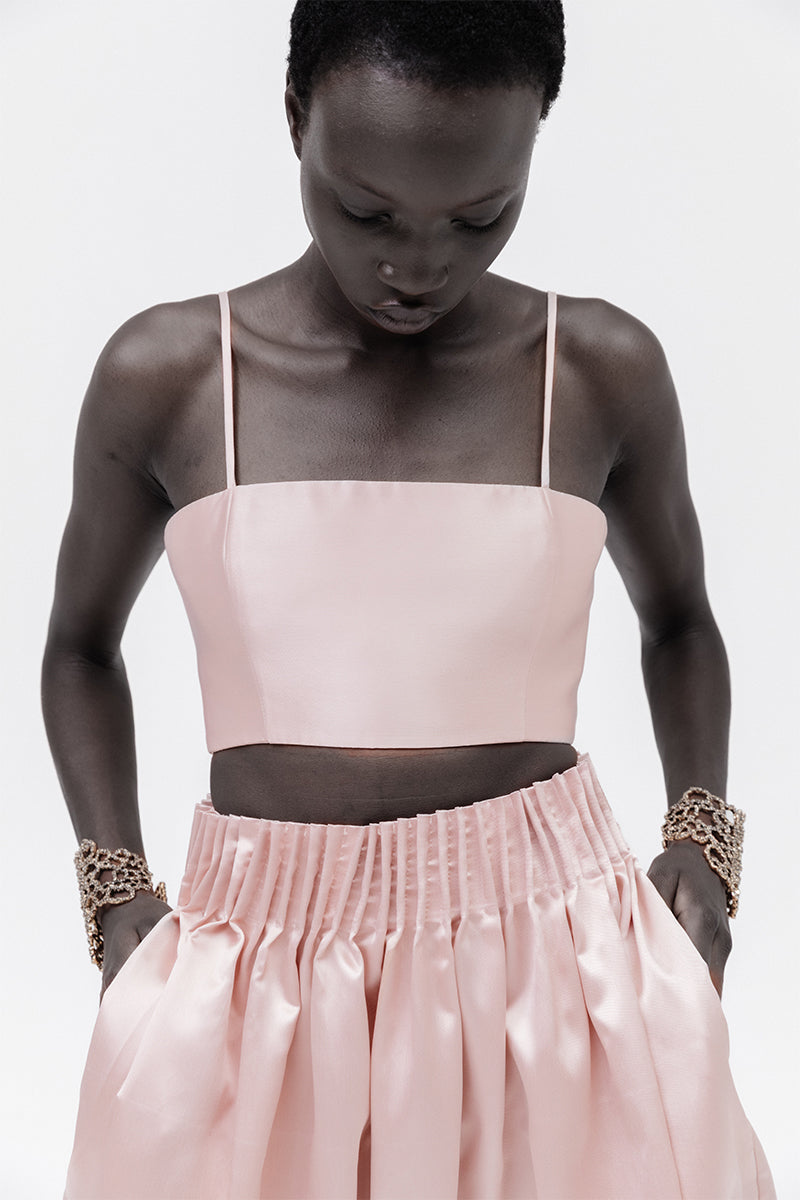 Pastel pink Peony top by Studio NK, shown in a flattering fit with soft fabric and stylish design, perfect for casual or semi-formal wear.