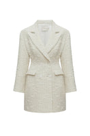 Undress Petra creamy tweed mini blazer dress featuring a tailored fit, classic collar, and stylish short sleeves.